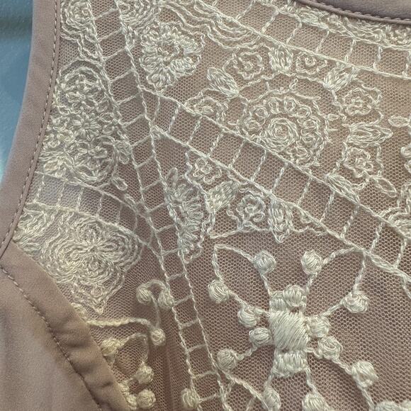 American Eagle Top Small Primrose Pink Lace Peplum Sheer Mesh Fairy Coquette - Picture 5 of 14